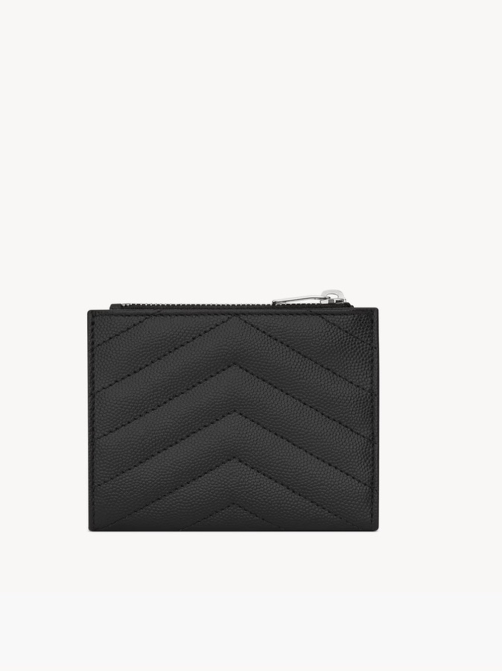 Saint Laurent Cassandre Matelasse Chevron Quilted bi fold wallet Silver Logo - Picture 6 of 17